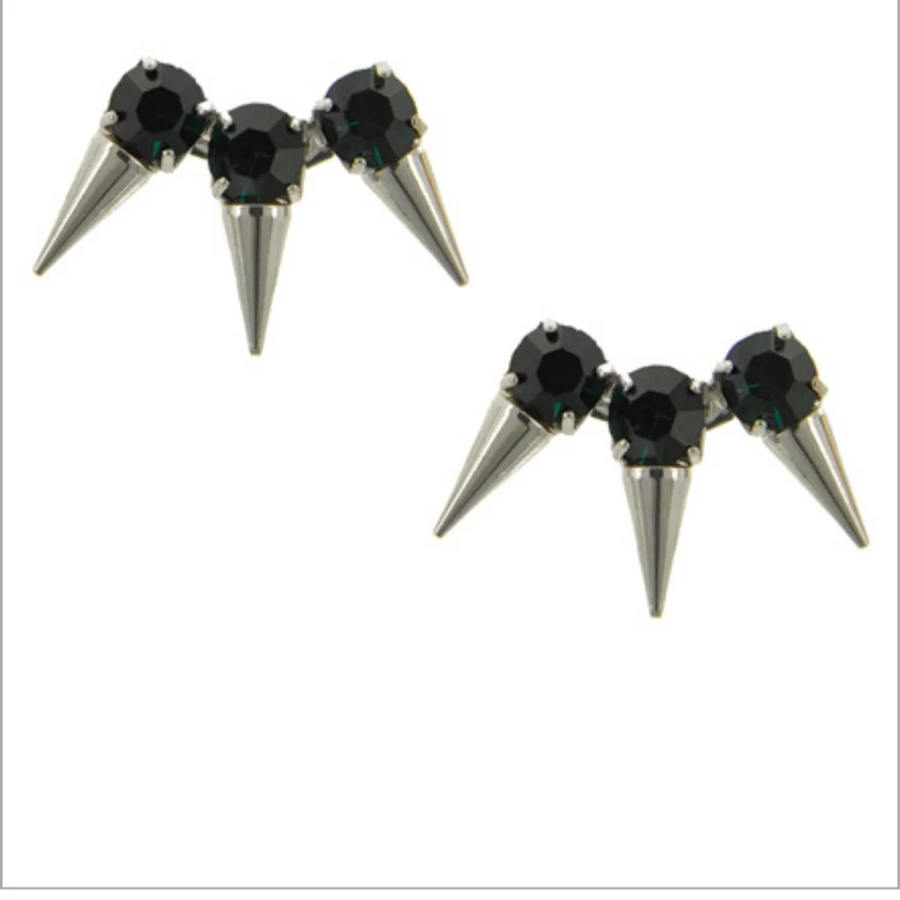G.comet Metal Rhinestone Button Earring Set - Picture 6 of 7